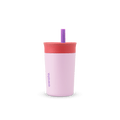 Kids' Tumbler 12oz in Lilac Rocket; soft lavender purple body with coral red lid and purple straw