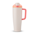 FreeSip Tumbler 40oz Sparkling Sherbet, cream body with peach orange flip cap, pink push-button, cream lid, and coral pink handle