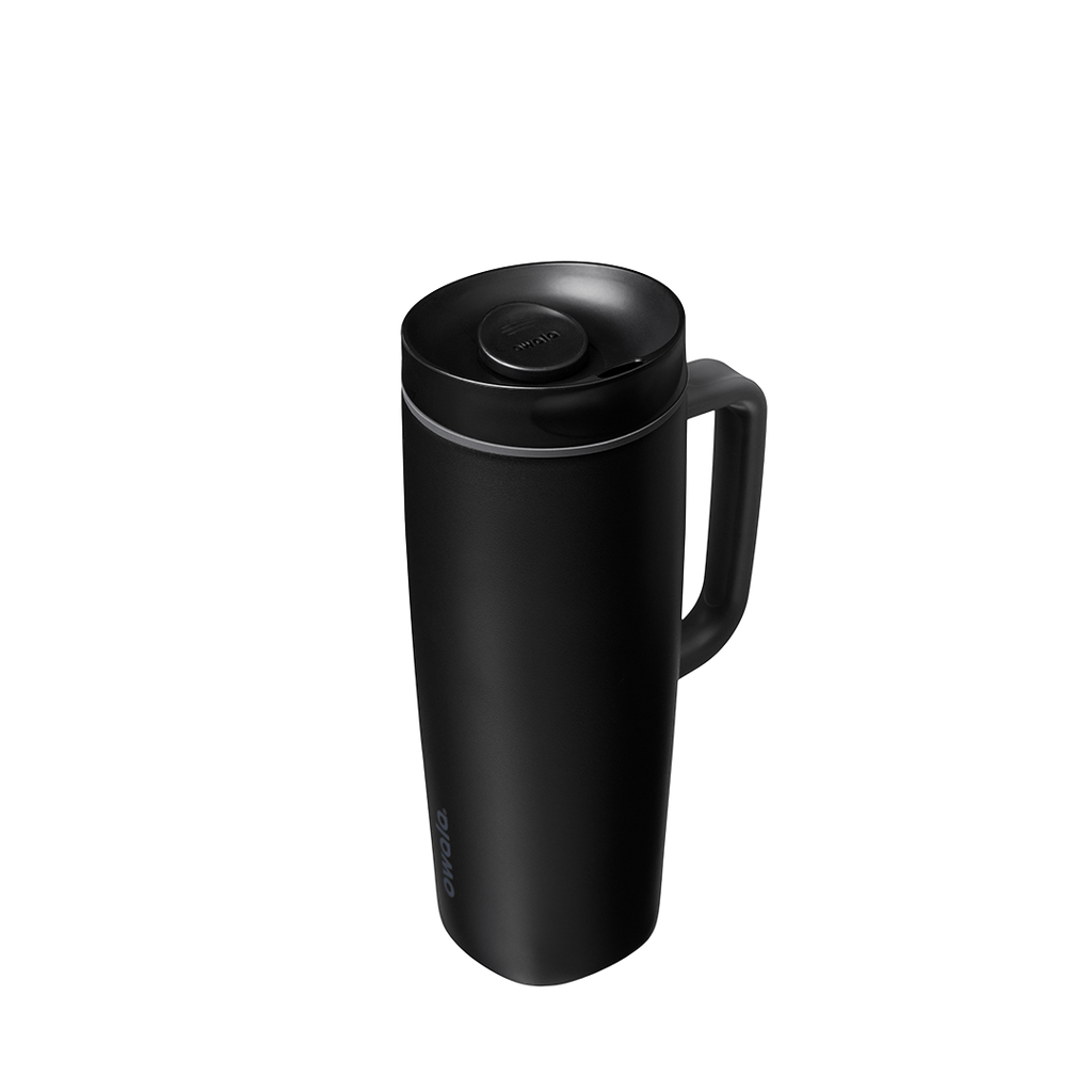 Owala SmoothSip® Slider with Handle, 24oz / 12oz, Stainless Steel / Ceramic — Very, Very Dark / 24oz / Ceramic