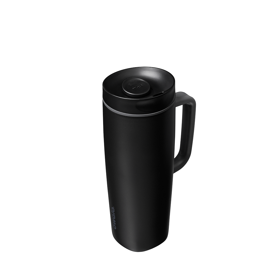 Owala SmoothSip® Slider with Handle, 24oz / 12oz, Stainless Steel / Ceramic — Very, Very Dark / 24oz / Ceramic