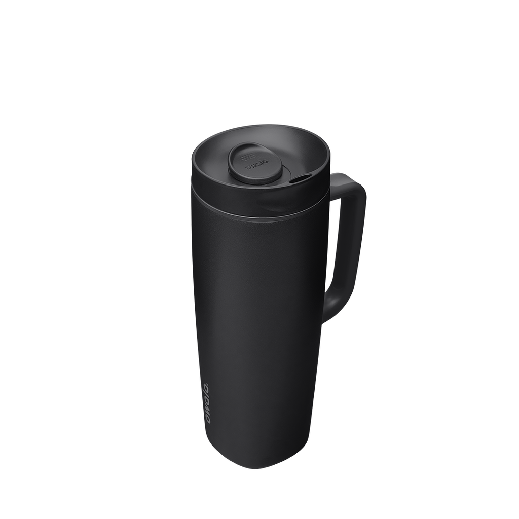Owala SmoothSip® Slider with Handle, 24oz / 12oz, Stainless Steel / Ceramic — Very, Very Dark / 24oz / Stainless Steel