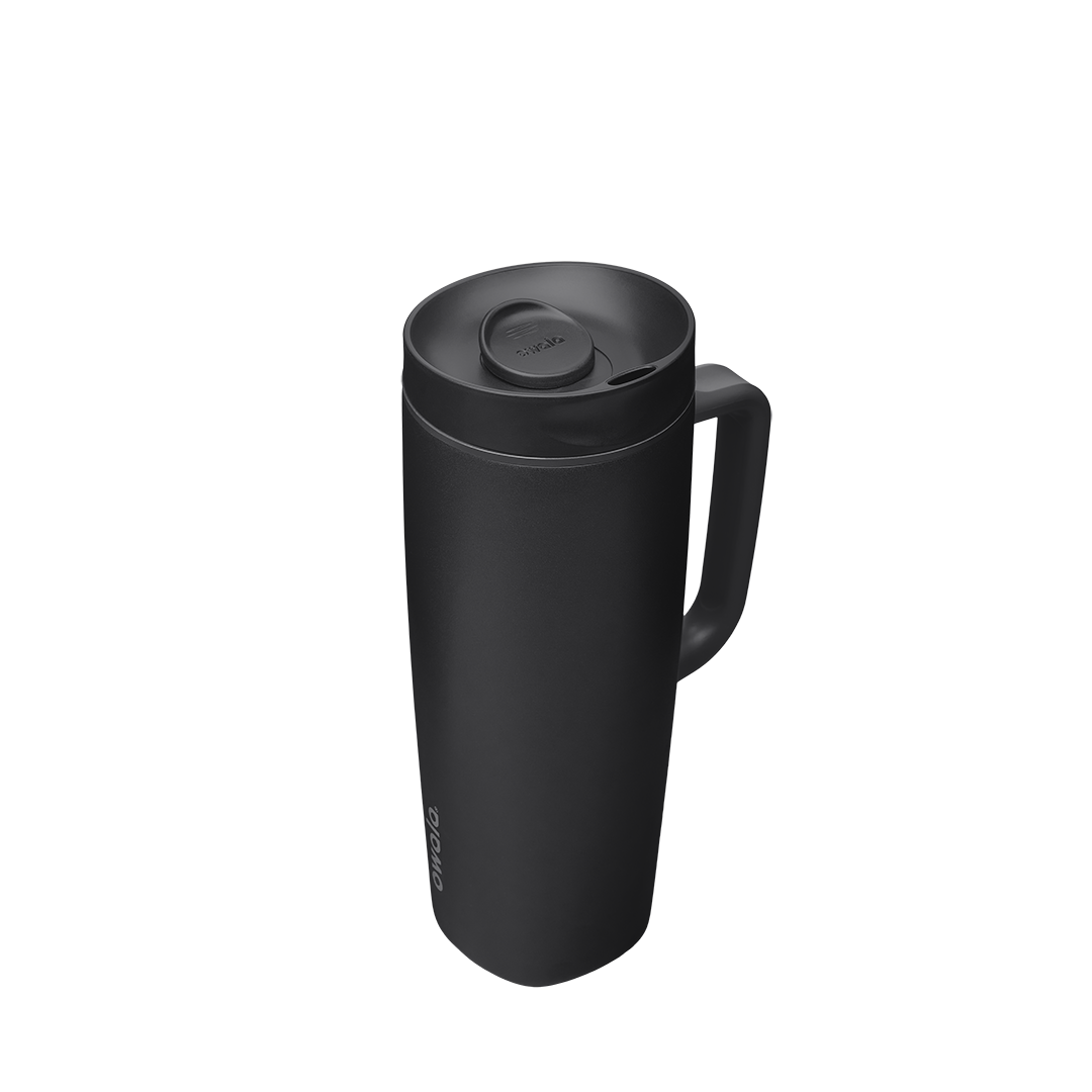 Owala SmoothSip® Slider with Handle, 24oz / 12oz, Stainless Steel / Ceramic — Very, Very Dark / 24oz / Stainless Steel