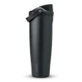 FreeSip Sway 40oz in Very Very Dark, all-black insulated water bottle with matching black flip cap and carry loop, lid open
