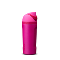 Kids FreeSip 16oz in Read My Lips, bold fuchsia hot pink insulated bottle with matching pink flip cap and pink carry loop